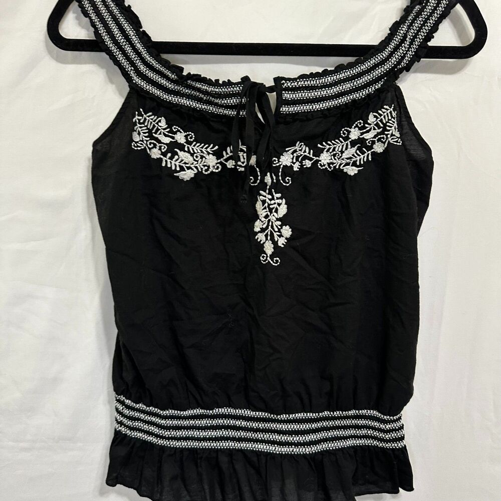 Iz Byer California BOHO Embroidered Camisole Crop Top Size S
